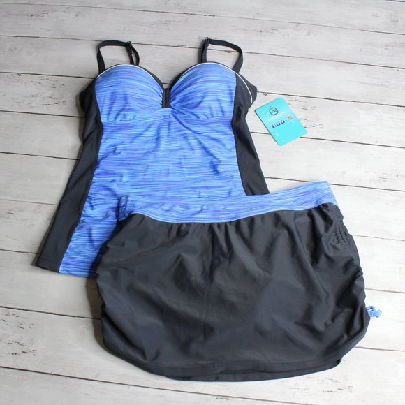 Free Country Women's 2 Pc Tankini Swimsuit Size S 4 6 Swim Skort Skirt - Picture 4 of 10